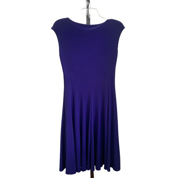 Lauren by Ralph Lauren-Capped Sleeve-A-Line Dress-Poly-Royal Blue-Women-4 - Picture 2 of 6